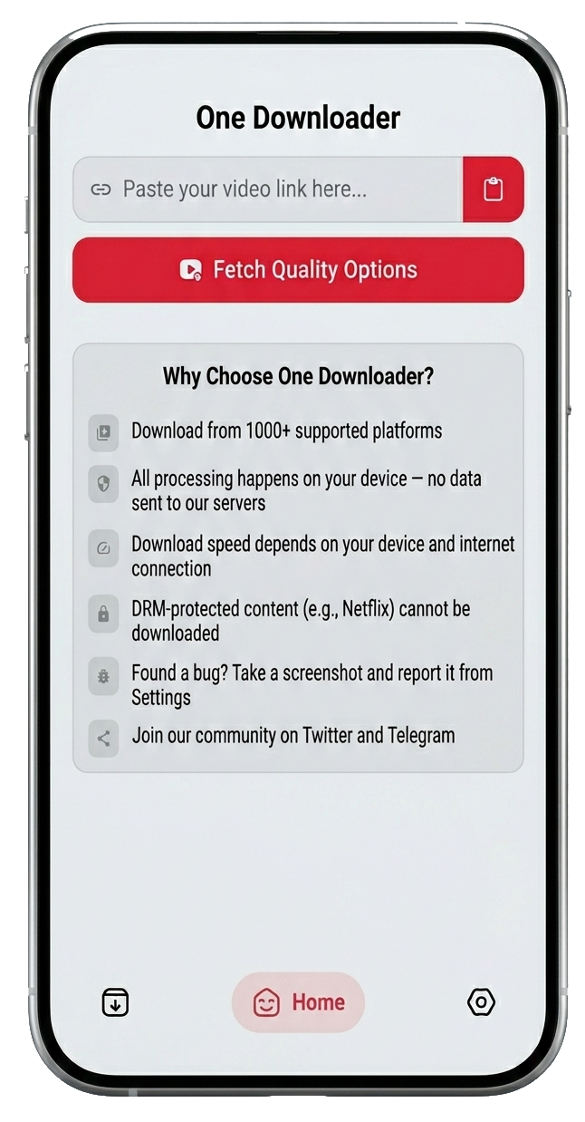 One Downloader screen 1